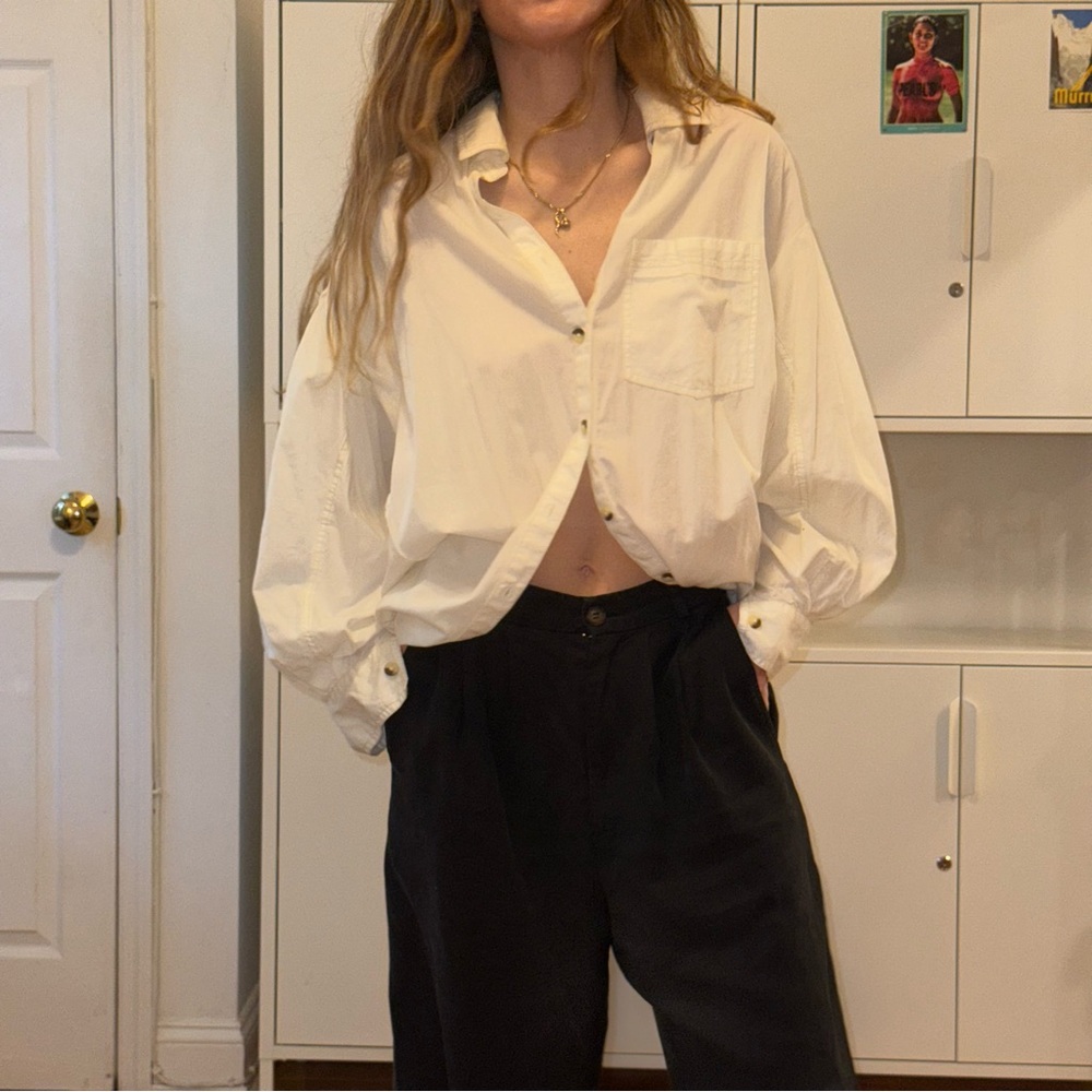 SOLD Free People White Button Down Shirt